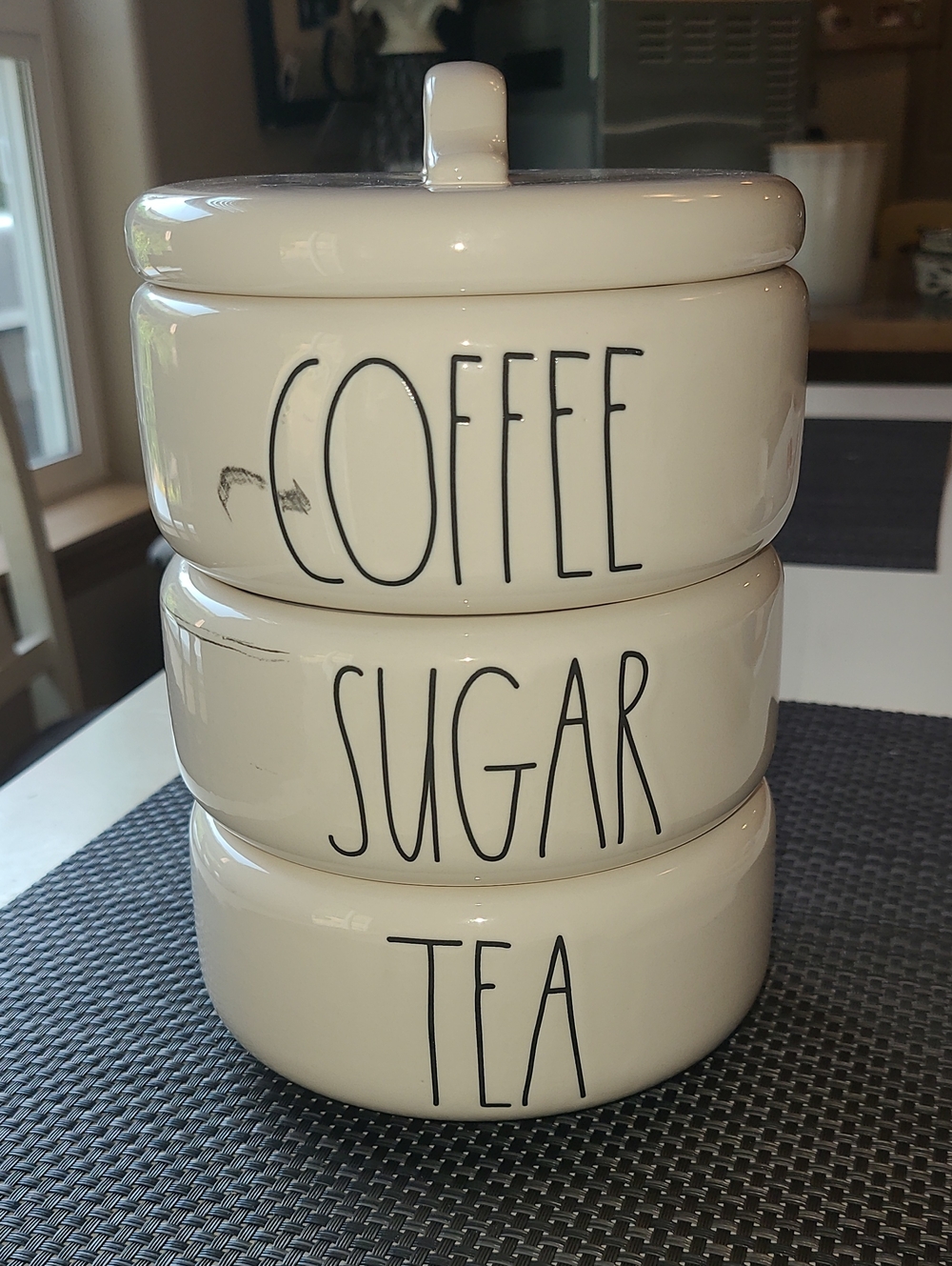 Stackable Ceramic Coffee Sugar Tea Canister Set - White